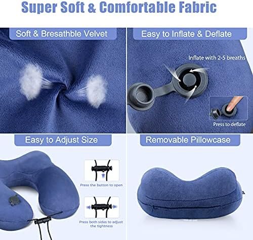 Extra-Compact Inflatable Travel Pillow for Airplanes, Soft Velvet Inflatable Nec... - Image 5