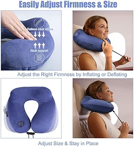 Extra-Compact Inflatable Travel Pillow for Airplanes, Soft Velvet Inflatable Nec... - Image 6