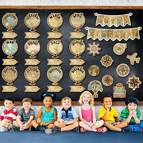 Travel The Map Bulletin Board Set Globes Happy Birthday Bulletin Board Decor Tra... - Image 8
