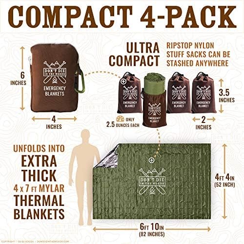 4-Pack Extra-Thick Thermal Mylar Emergency Blankets - Waterproof Ultralight Camp... - Image 4