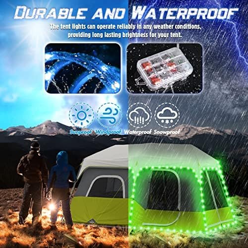 Camping Tent String Lights (40FT), 17 Colors 7 Flashing Modes LED Rope Lights Ba... - Image 5