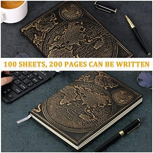 FEIDIAO Vintage Map Embossed Leather Notebook Travel Journal-Daily Notepad-Busin... - Image 3