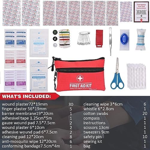 100 Pices Survival First Aid Kit Pocket Sized Pouch, Lightweight & Compact with ... - Image 3