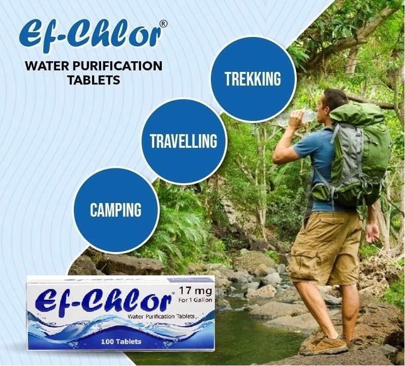 Ef-Chlor Water Purification Tablets (17 mg - 100 Tablets), Purifies 1 Gallon Wat... - Image 8