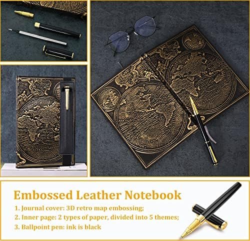 FEIDIAO Vintage Map Embossed Leather Notebook Travel Journal-Daily Notepad-Busin... - Image 6