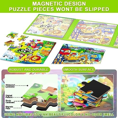 Magnetic Puzzles for Kids Ages 4-8, 3 in 1 Cartoon Jigsaw Puzzle Book, Kids Trav... - Image 6