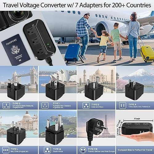Voltage Converter 2300W Power Step Down 220V to 110V Universal Travel Adapter Po... - Image 7