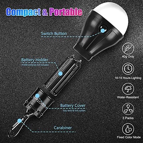 PEMOTech 3 Pack RGB Camping Lights Tent Lights, 7 Colors Changing Portable Lante... - Image 4