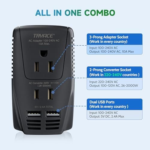 220V to 110V Converter,Upgraded 2000W Travel Voltage Converter for Hair Dryer St... - Image 4