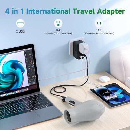 220V to 110V Converter,Upgraded 2000W Travel Voltage Converter for Hair Dryer St... - Image 6