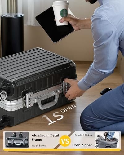 LUGGEX Carry On Luggage with Aluminum Frame, 36L Polycarbonate Zipperless Luggag... - Image 4