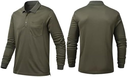 Tyhengta Men's Polo Shirt Long Sleeve Quick Dry Athletic Performance Shirts Piqu... - Image 3