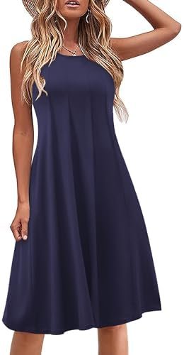 HOTOUCH Summer Casual Dresses for Women Sleeveless Midi Dress Swing Tank Sundres... - Image 3