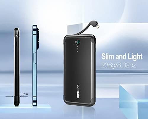 Luxtude 10000mAh Portable Charger for iPhone Built-in Lightning Cable, Mfi Apple... - Image 7