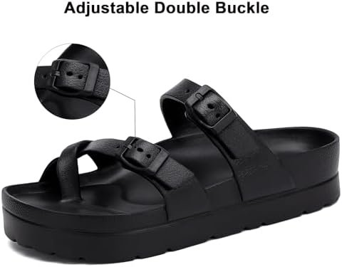 SOSOWHLTE Womens Platform Sandals Adjustable Buckle Summer Arch Support Cushion ... - Image 4