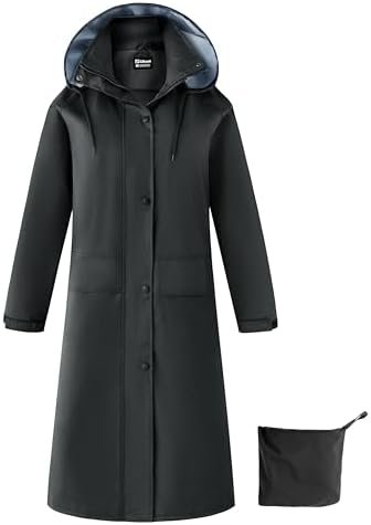 Ubon Women's Rain Coat Waterproof with Hood Long Raincoat Packable Rain Jacket C... - Image 2