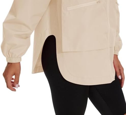 PESION Womens Waterproof Raincoat Lightweight Rain Jacket Trench Coat Hooded Win... - Image 8