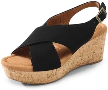DREAM PAIRS Women's Platform Wedge Sandals Comfortable Ankle Strap Sandals for W... - Image 2