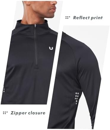 NORTHYARD Men's Running Shirt Long Sleeve Performance Zip Pullover Quick Dry Ath... - Image 6