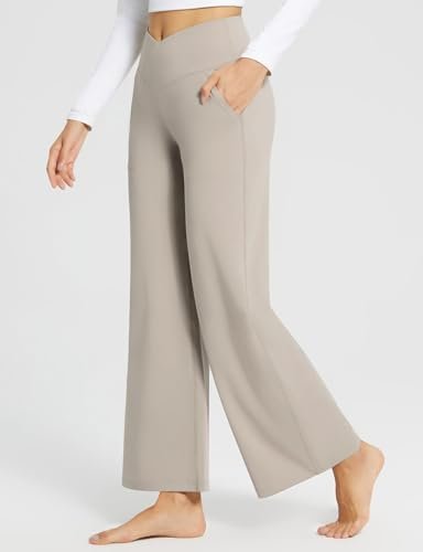BALEAF Women's Wide Leg Yoga Pants Crossover High Waist Loose Pants with Pockets... - Image 3