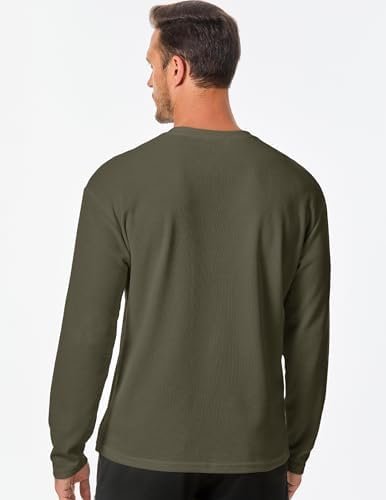 JMIERR Men's T-Shirt Waffle Textured Knit Drop-Shoulder Long Sleeve Tops Hipster... - Image 3