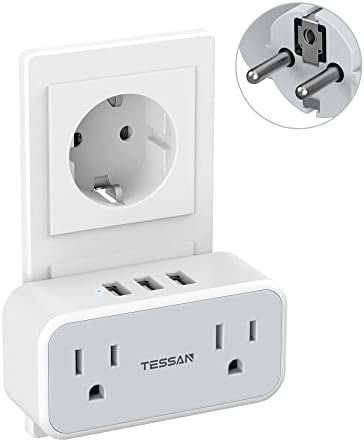 TESSAN Type E/F Plug Adapter, Germany France Power Adapter, Korea Cruise Travel ... - Image 2