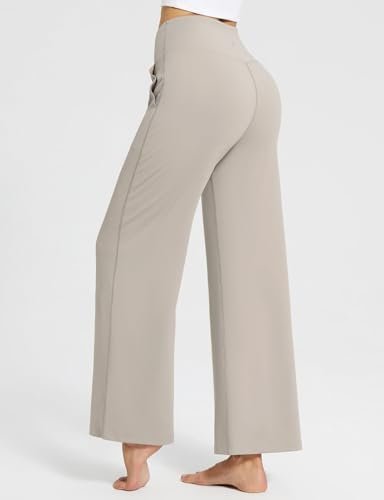 BALEAF Women's Wide Leg Yoga Pants Crossover High Waist Loose Pants with Pockets... - Image 4