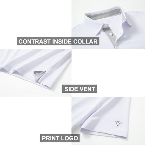 Mens Golf Shirt Short Sleeve Moisture Wicking Dry Fit Performance Solid Casual P... - Image 5