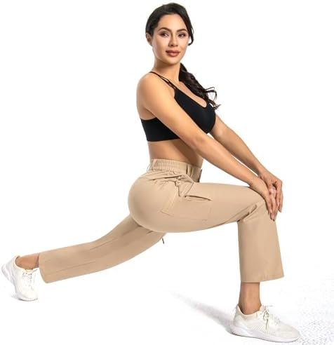 Womens Cargo Hiking Pants - Travel Lightweight Water Resistant 4 Pockets Casual ... - Image 3