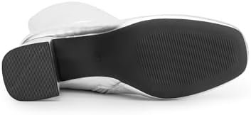 DREAM PAIRS Women's Gogo Boots Mid Calf Low Block Heel Boots Zipper Square Toe A... - Image 4