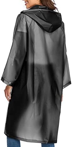 Reusable EVA Rain Poncho for Adults, Unisex Men and Women Hooded Long Clear Rain... - Image 4