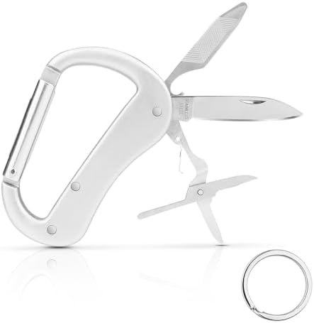 Multitool Carabiner with Pocket Knife, Bottle Opener,Nail file,Small Scissors,ED... - Image 2