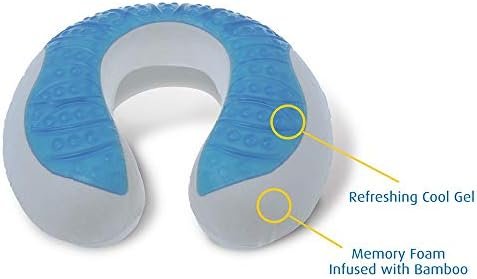 Cloudz Cool Gel Memory Foam Travel Neck Pillow - Grey - Image 6