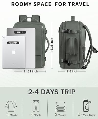 INC Travel Backpack For Women Men, 35L Carry On Backpack Flight Approved, Waterp... - Image 4