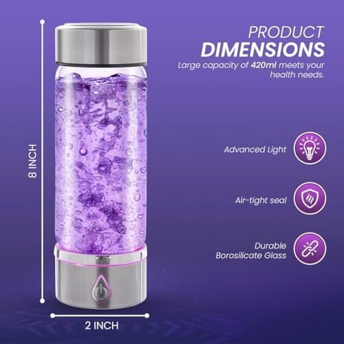 H3O Hydrogen Water Bottle - Hydrogen-Infused Water Machine with Built-in Purple ... - Image 6