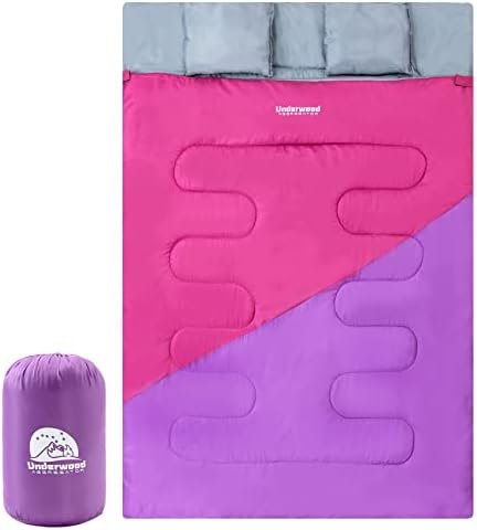 Double Sleeping Bag for Adults Kids - Lightweight 2 Person Sleeping Bag with Pil... - Image 2