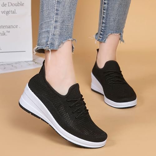 Womens Ultra-Light Stretchy Mesh Wedge Orthopedic Sneakers Comfor Lace Up Non Sl... - Image 6