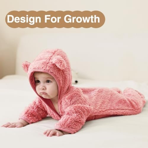 XIFAMNIY Newborn Baby Winter Snowsuit - Bear Onesie Outfit Fleece Warm Jumpsuit ... - Image 3