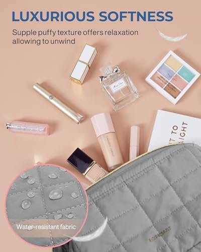 BAGSMART Makeup Bag Travel Cosmetic Bag, Puffy Padded Make Up Bags for Women Mak... - Image 3