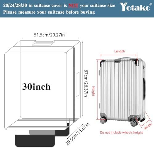 Yotako Upgraded Zippered Clear PVC Suitcase Cover, 30 Inch Luggage Covers for Su... - Image 3
