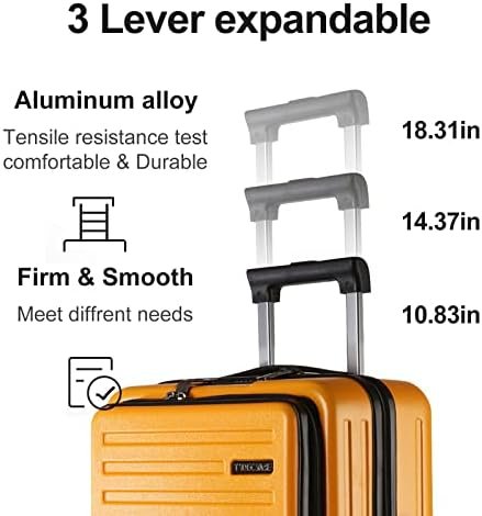 TydeCkare 20 Inch Carry On Luggage with Front Zipper Pocket, 45L, Lightweight AB... - Image 9