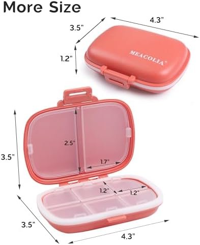 MEACOLIA 2 Pack 8 Compartments Travel Pill Organizer Box Moisture Proof Small Pi... - Image 6
