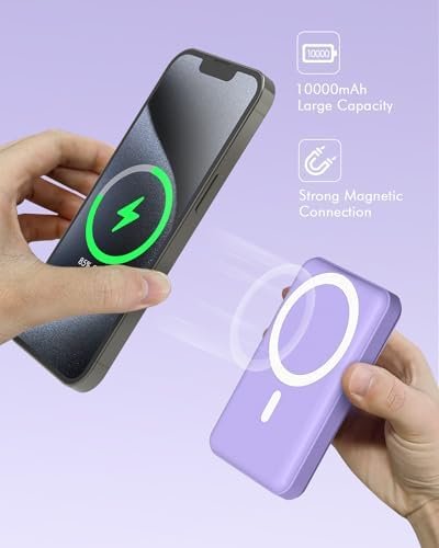 podoru Wireless Portable Charger, 10000mAh Magnetic Power Bank with Type-C Cable... - Image 7