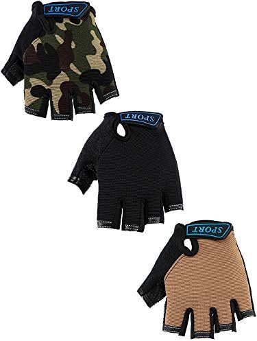 3 Pairs Kids Half Finger Gloves Sport Gloves Non-Slip Gel Gloves for Children Cy... - Image 2