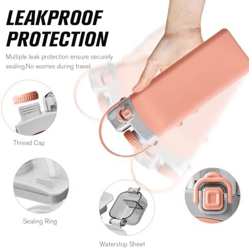 Collapsible Water Bottle, 20 oz Silicone Foldable Water Bottle with Straw and St... - Image 3