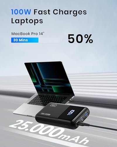 INIU Power Bank, 25000mAh 100W USB C Laptop Portable Charger, PD QC Fast Chargin... - Image 3