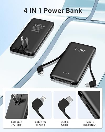 TG90° Power Bank Portable Phone Charger, 5000mAh Lightweight Battery Pack with B... - Image 4