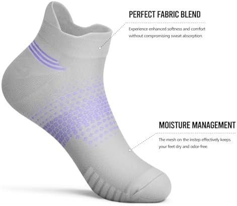 PAPLUS Ankle Compression Socks for Women 6 Pairs, Running Socks with Heel Tab, C... - Image 4