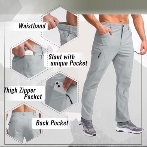 Pudolla Men's Hiking Cargo Pants Water Resistant Lightweight Quick Dry Breathabl... - Image 5