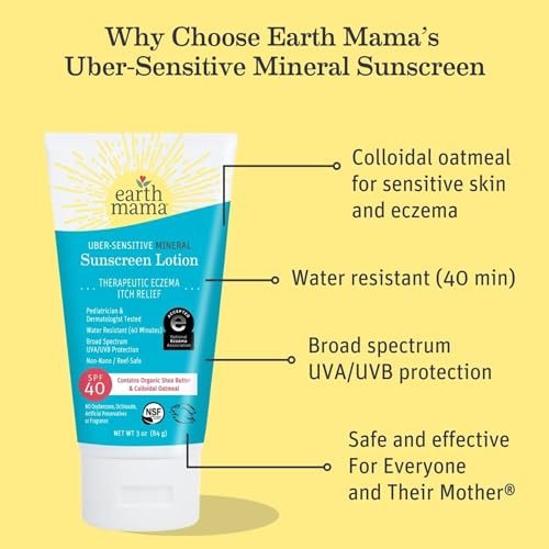 Earth Mama Uber-Sensitive Mineral Sunscreen Lotion SPF 40 | Reef Safe, Non-Nano ... - Image 3